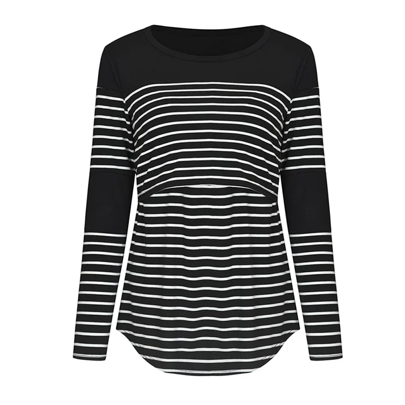 Casual Womens Pregnant Maternity Clothes Nursing Tops Breastfeeding T-Shirt Pregnancy Maternity Breastfeeding Striped 4