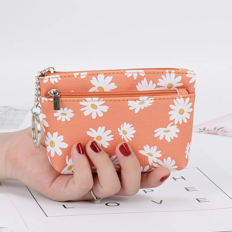 

2023 New Women Printed Flower Coin Purse Female Wallets Women Zipper Coin Purses Children Storage Pocket Bags Pouch