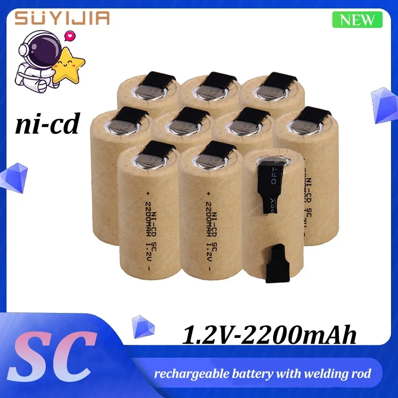 

2-30pcs New Screwdriver Drill SC 1.2V Battery 2200mah SubC Ni-Cd Rechargeable Battery with Label Power Tool Ni-Cd SUBC Battery