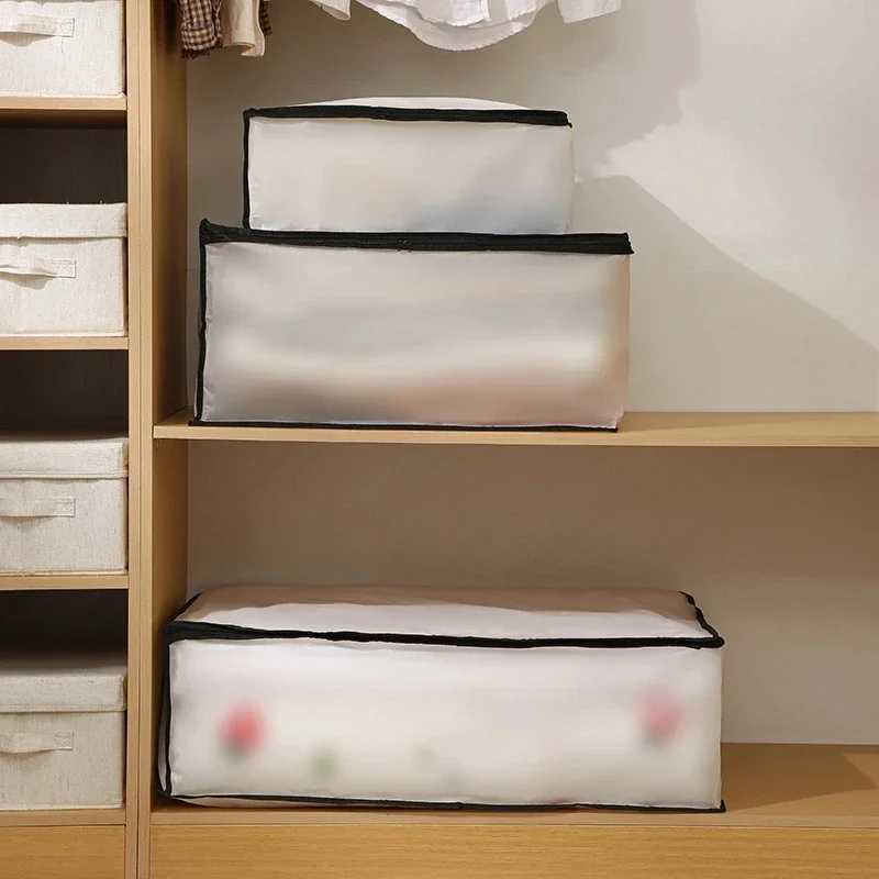 Clothes Cotton Quilt Storage Bag Large capacity transparent Quilt Organization Box PEVA Dust Proof Moving House Packaging Bag 4