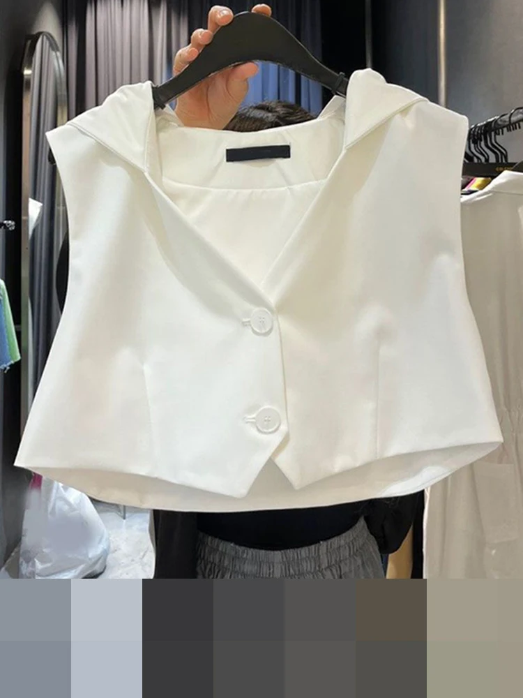 French black suit vest, women's spring/summer design, small camisole short top  jackets for women 2024