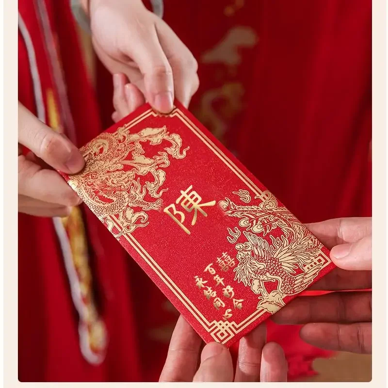 

30Pcs Customized Surname Red Envelope Traditional Surname Red Bag Red Pocket Chinese New Year