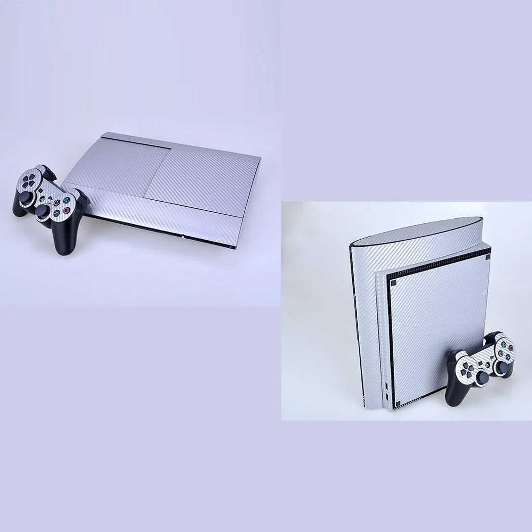  PS3 슈퍼 슬림 4000 및 2개 컨트롤러용 7가지 색상의 카본 파이버 비닐 스킨 스티커 보호 필름
