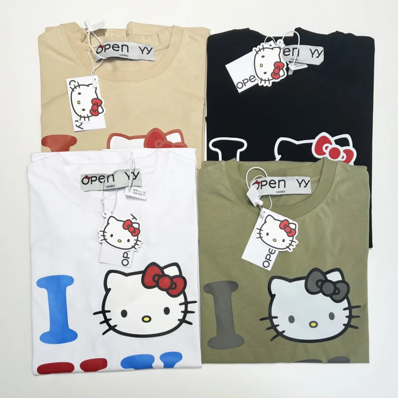 

Hello Kitty PrintingT-shirt Women 2024 Summer Korean Sanrio Harajuku Cotton Short Sleeve Half Sleeve Trendy Oneck Unisex Top New