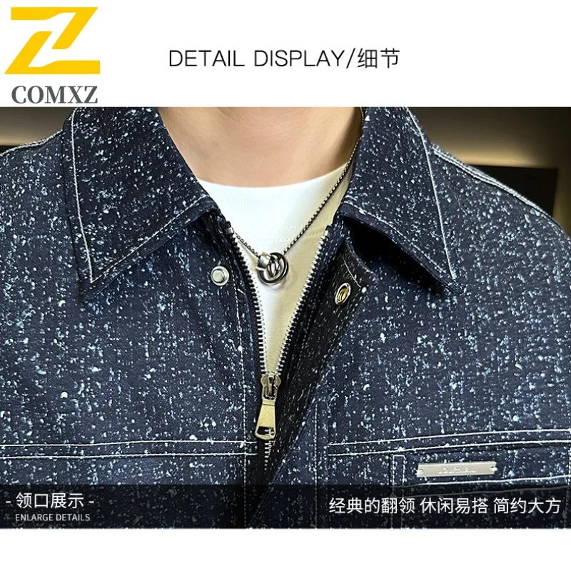 COMXZ Big Size Jacket Autumn Coat Men Fashion Solid Color American style Lapel Loose Fit Casual Outerwear 2025 New Outdoor Wear