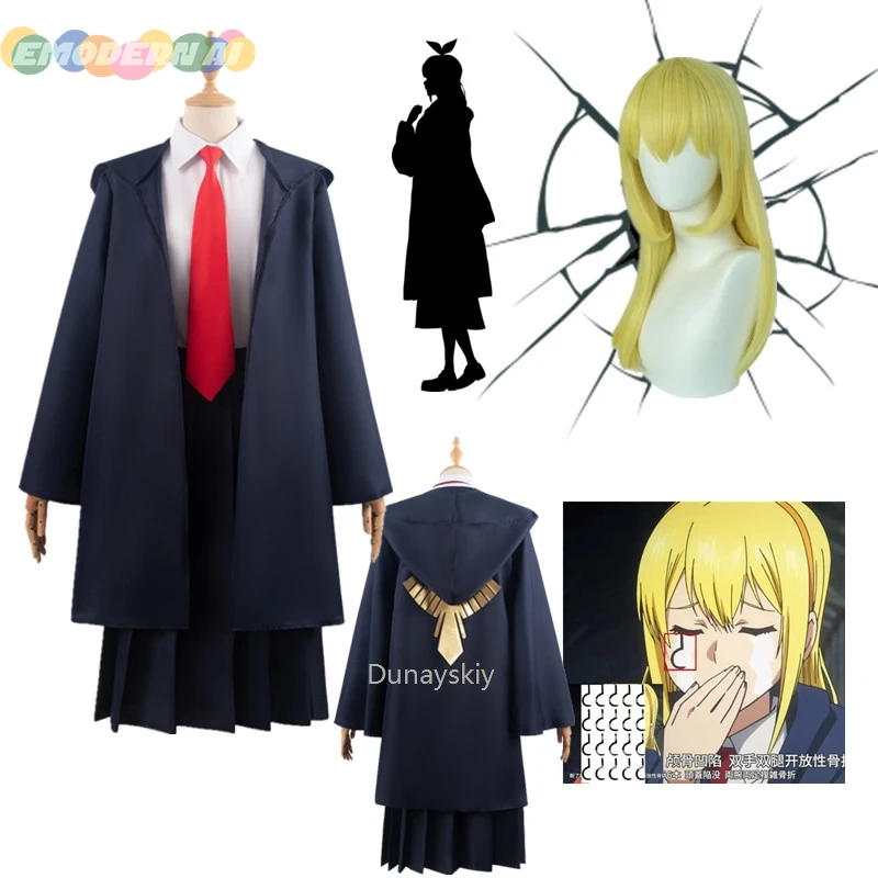 

Anime Mashle Magic and Muscles Cosplay Costume Mash Lance Lemon Dot Finn Easton Magic Academy Uniform Blue Robe Wig Shirt Tie