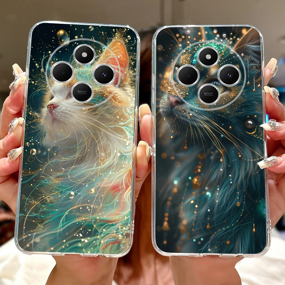 Cute Cat Cartoon Painted Soft Silicone Case - Stylish Back Cover