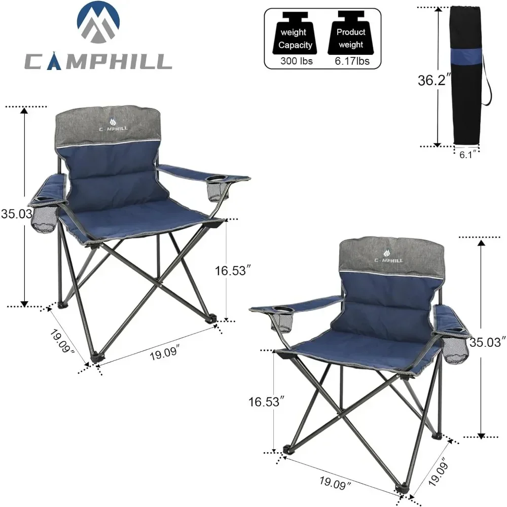 Camping 3-piece set, outdoor folding chairs, suitable for heavy-duty individuals with cup holders, can support up to 500 pounds 4