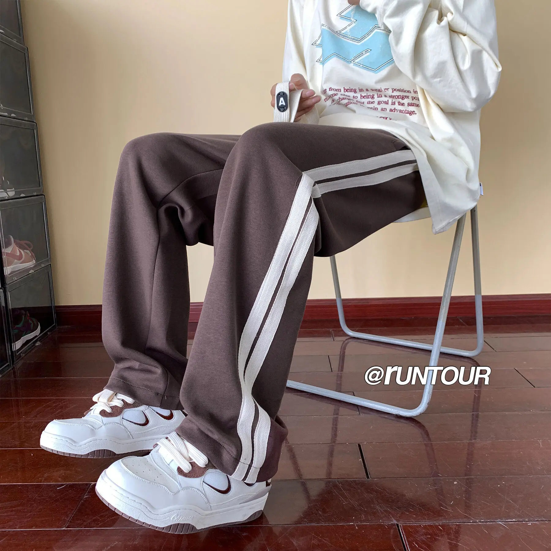 

Men's Sports Pants Loose Fashion Drawstring Side Stripe Baggy Oversized Harajuku Casual Streetwear Outdoor Sports Pants