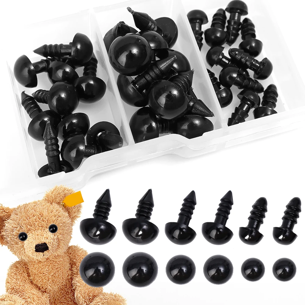 Doll Eye Accessories Wholesale Black Plastic Crafts Screw Eye Decoration 6/8/10mm DIY Set Teddy Bear Doll Decoration Accessories