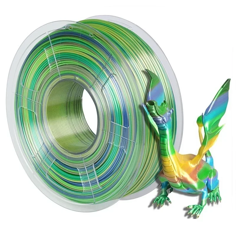 Rainbow Silk PLA 3D Printer Filament, Dual/Triple Gradient, 1.75mm, 250/200g