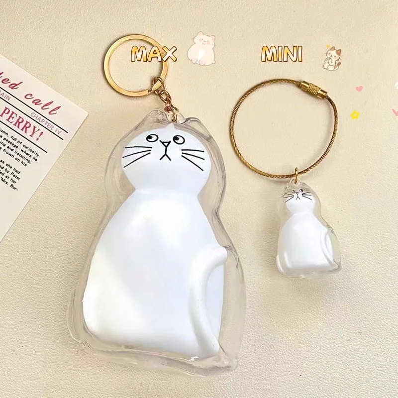 BOXOB 2pcs Cat Hair Storage Bottle Keychains, Cute Cat Hair