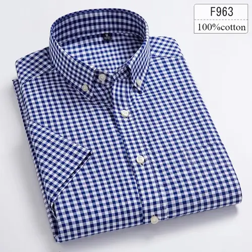 New in Shirt High Quality 100% Cotton Summer Short Sleeve Shirts for Men Slim Fit Casual Shirt Thin Plaid Tops Soft Office Cloth - Image 11