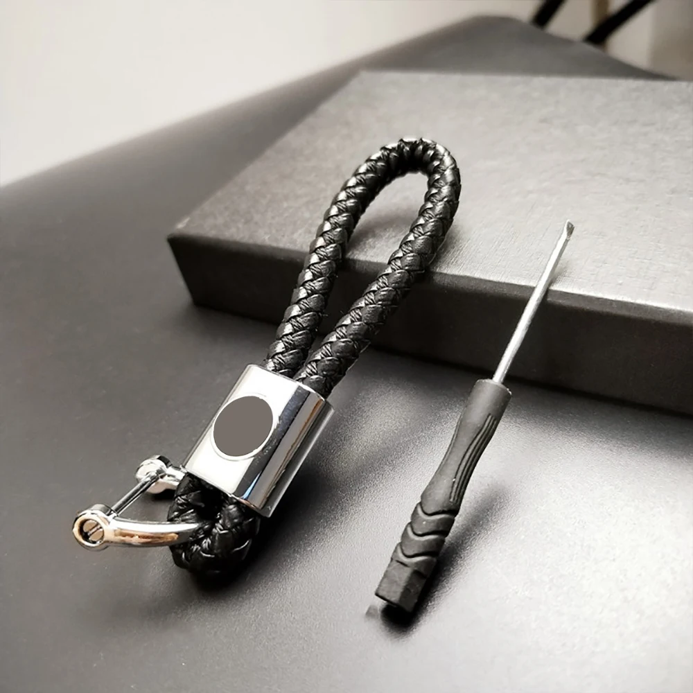 Premium Braided Metal Leather Keychain - Elegant Car Key Holder and Gift