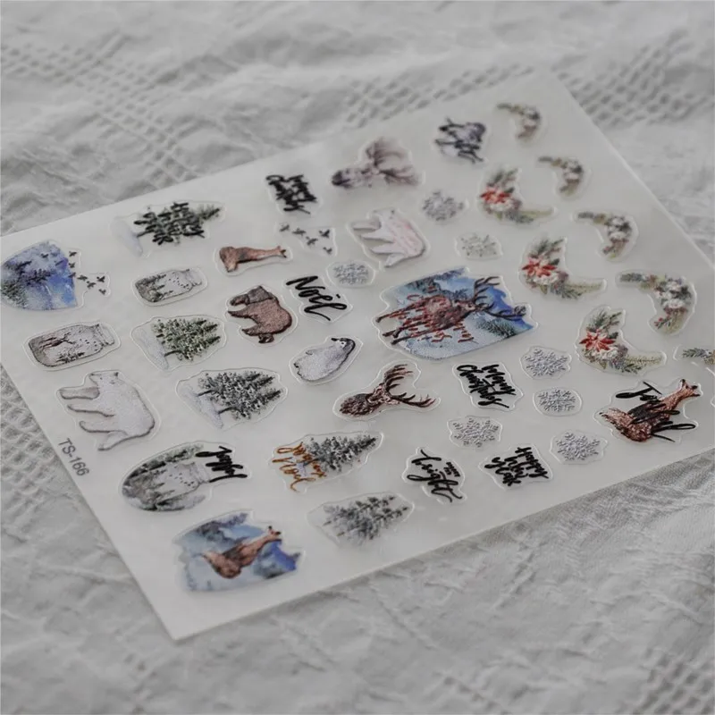 Bears in Forest 5D Nail Stickers Transfer Decals Sliders Wraps For Nail Reliefs 4