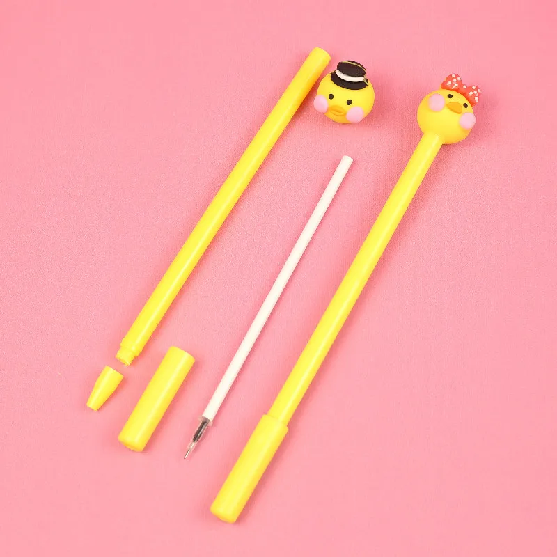 24 Pcs Wholesale Stationery Duck Gel Pen Cute Creative Cartoon Duck Neutral Pen Office Pen Back To School Kawaii Stationery