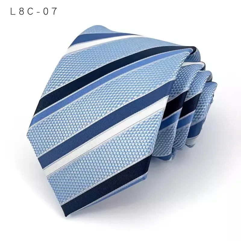 NEUE 8 cm Krawatte für Mann Krawatte Luxus Gestreiften Streifen Blau Navy Business Krawatte Anzug Krawatte Hochzeit Party krawatte Männer Geschenk – Detail 8