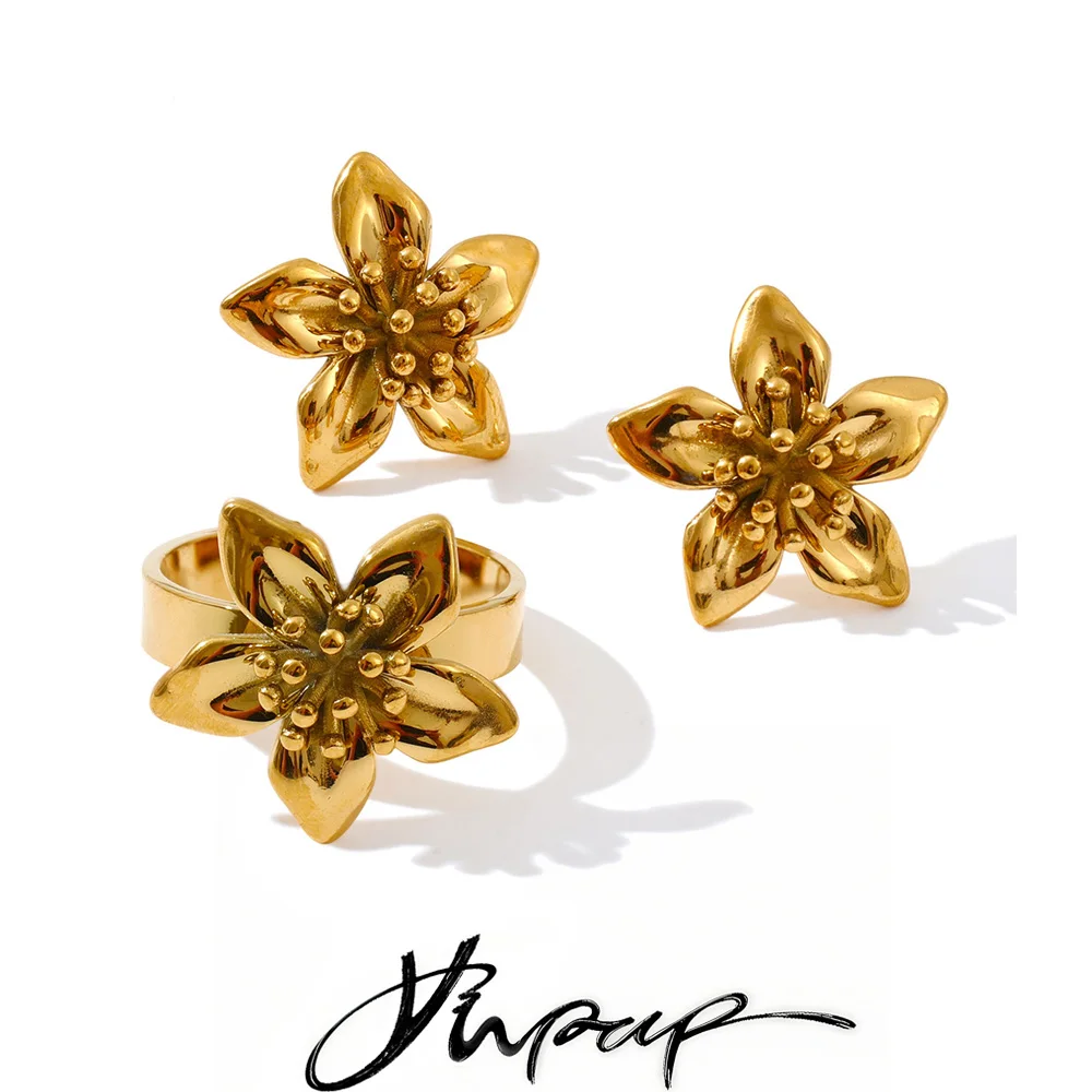 Yhpup Jewelry Earrings Waterproof Casting Stainless Steel Golden