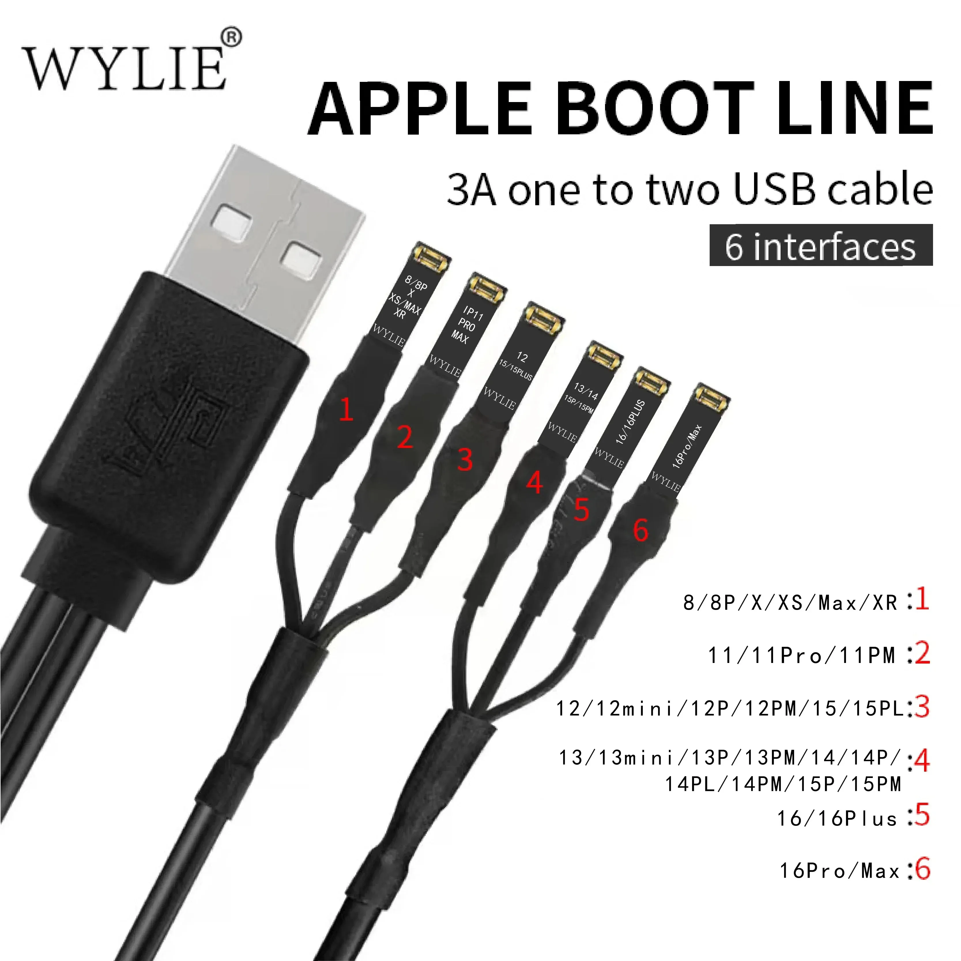 AIXUN P2408S iPower Pro Max/WYLIE DC 전원 제어 테스트 케이블 아이폰 8-16 시리즈 수리 도구용 조절식 부트 제어 라인