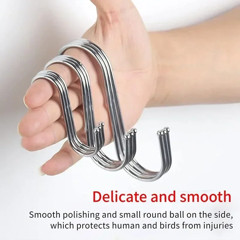10Pcs S-Shape Hook Stainless Steel Clothes Bags Towel Hanging Rack Multi-function Kitchen Bedroom Railing S Hanger Hooks