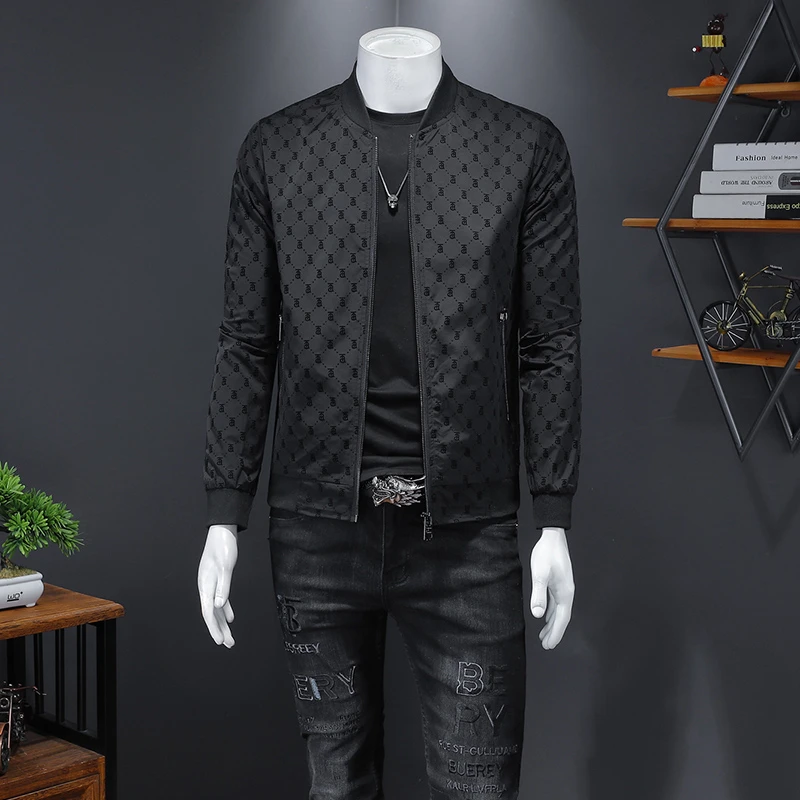 New high-quality men's black jacket, personalized and fashionable, unique designer slim fit jacket trendy brand  coats