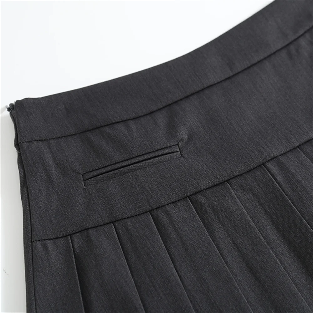 tweed skirt Summer new street style pattern pleated fake pocket high-waisted skirt women's sexy all-match anti-glare A-line skirt women nike tennis skirt