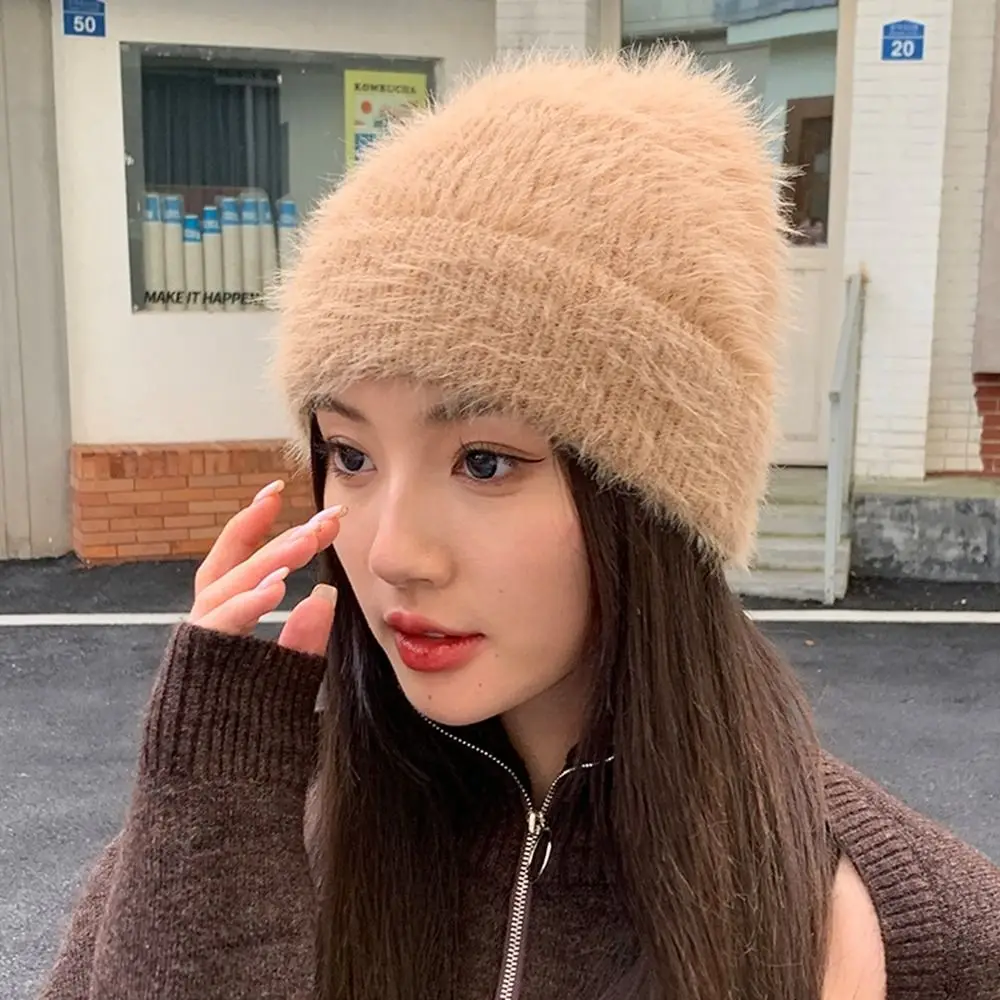 방풍 토끼 울 모자, 고품질 니트 모자, 플러스 단색 빈티지 우아한 모자, 파티 선물, 야외 따뜻한 모자