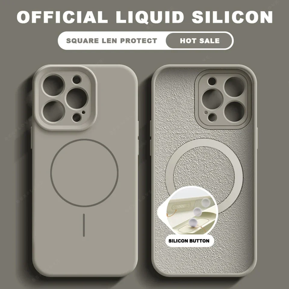 Elegant Liquid Silicone Magnetic Phone Case with MagSafe Charging Protection