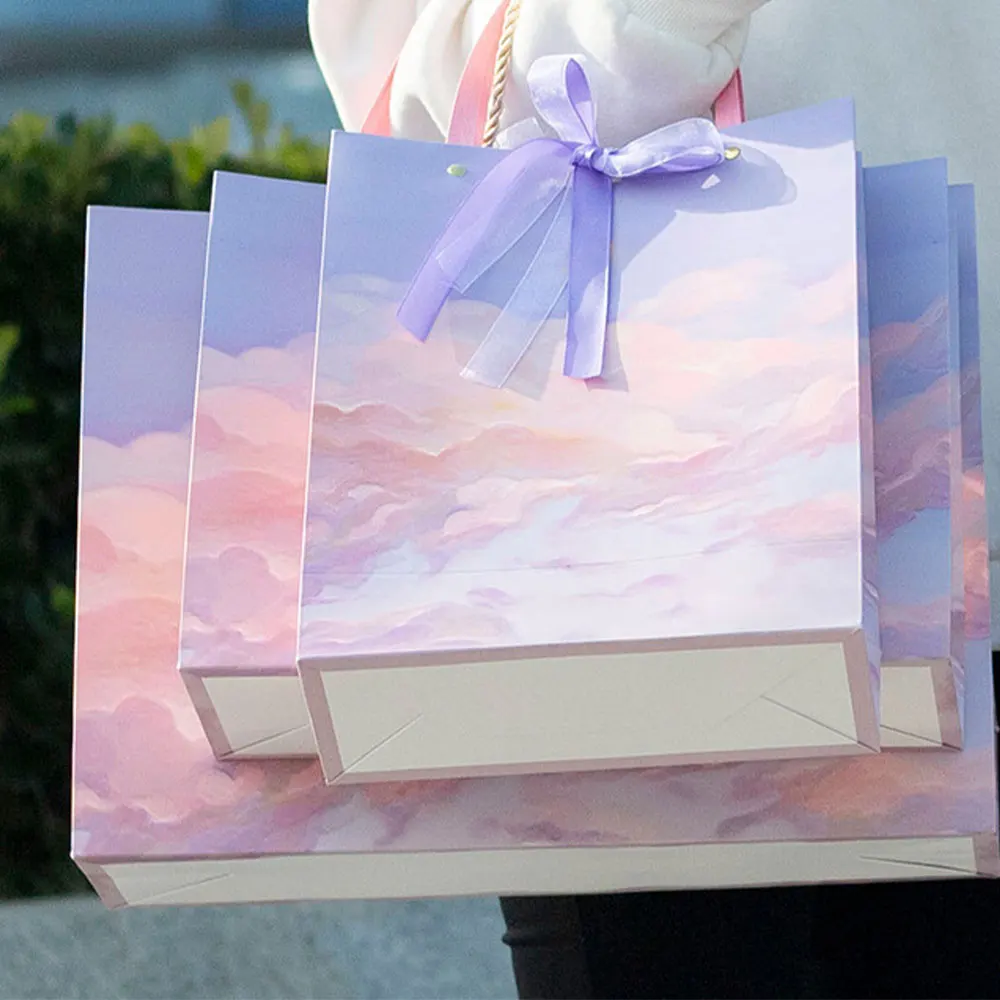 10pcs Oil Painting Paper Jewelry Package Bag Makeup Dust Sack Accessories Clothing Shopping Handbag Pouches Organizer Display