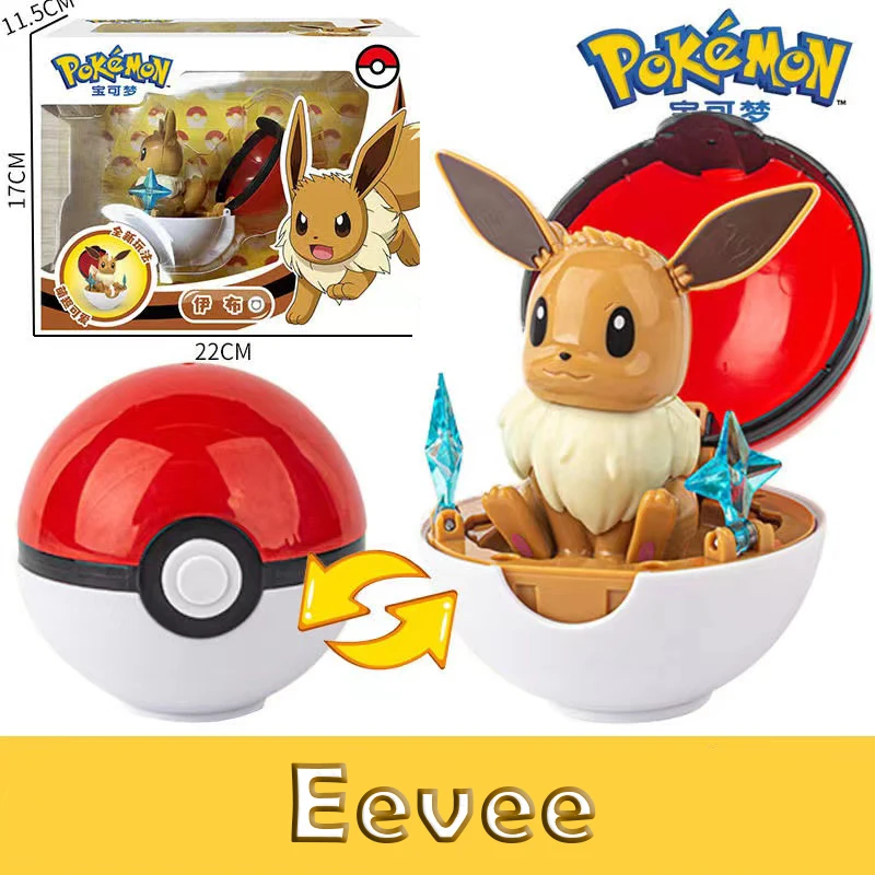 Conjunto de brinquedos pokemon genuíno, boneco de bolso monster pokeball  deformação pikachu eevee psicopato pet, presente de aniversário para  crianças