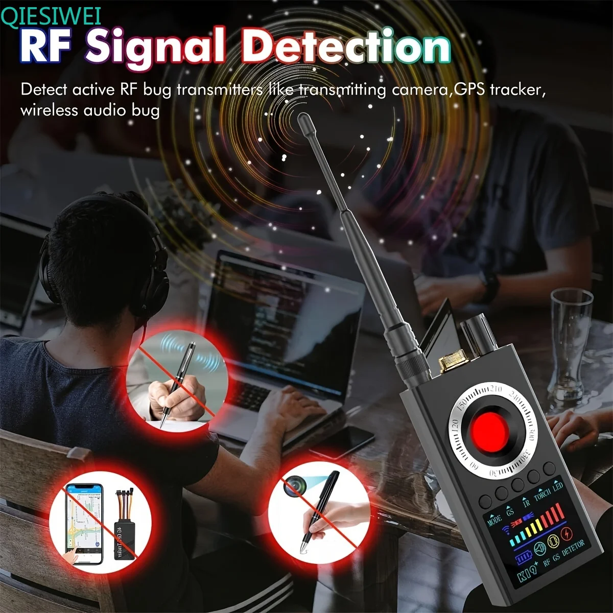 K19+ Hidden Anti Eavesdropping Camera Detector RF Wireless GSM Signal Wiretapping GPS Tracker Spy Cam Detector Bug Finder