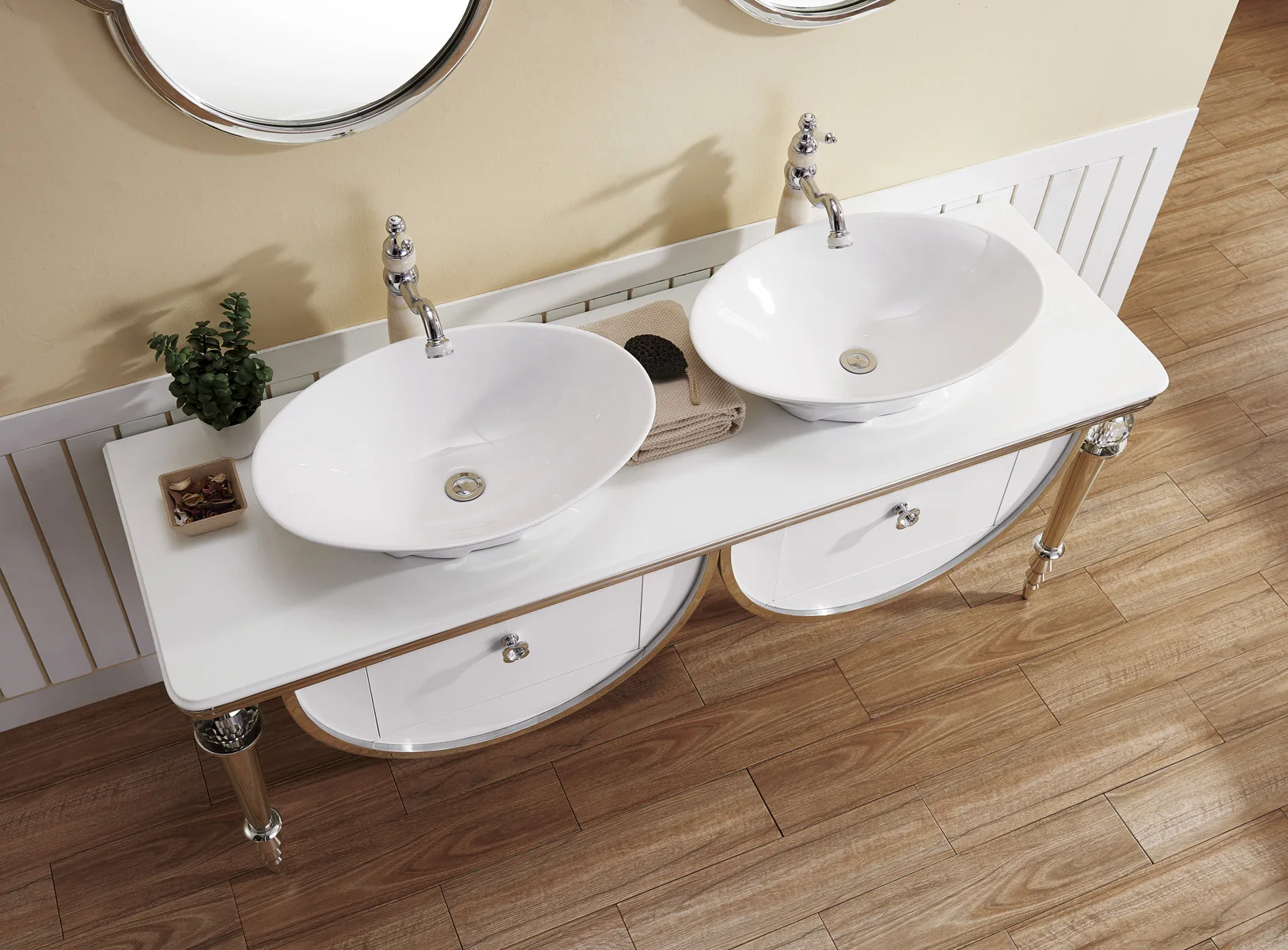 Luxury Modern Hotel Bathroom Vanity Double Basin Bathroom Cabinet