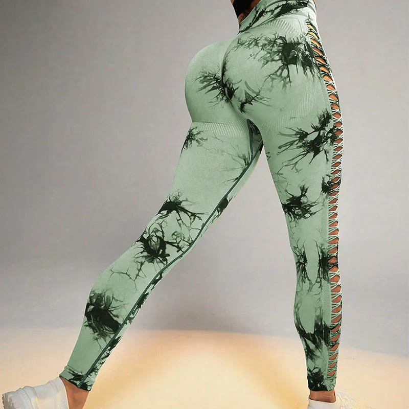 

2023 Бесшовные женские спортивные штаны для йоги с вырезами, тренировочные штаны для фитнеса, тренажерного зала, тренировочные леггинсы, одежда для активного бега