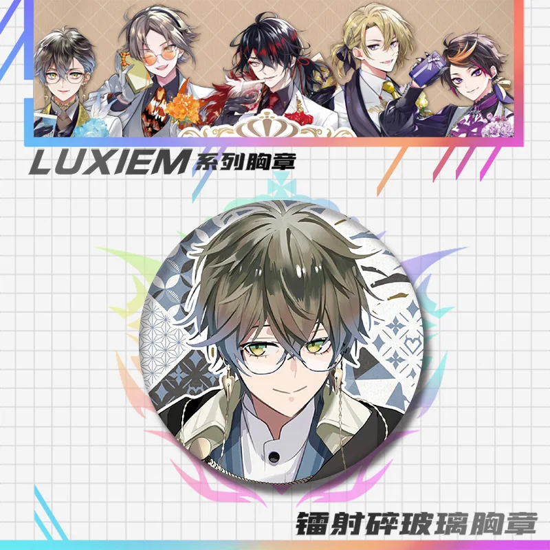Game Vtuber Luxiem Vox Ike Mysta Shu Luca Anime-Zubehör Cosplay 58mm Laser-Metall-Abzeichen Brosche Anstecknadel Anhänger Spielzeug Geschenk – Detail 7