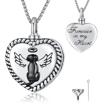 Heart Dog Necklace 925 Sterling Silver Urn Necklaces For Dog Ashes Considerate Memorial Pendant Jewelry keepsakes for Women Men 1