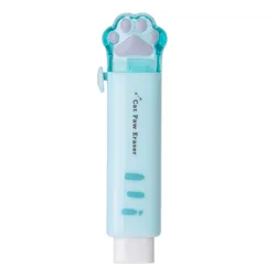 Adorable Kawaii Cat Retractable Eraser - Cute Korean Stationery (Blue)