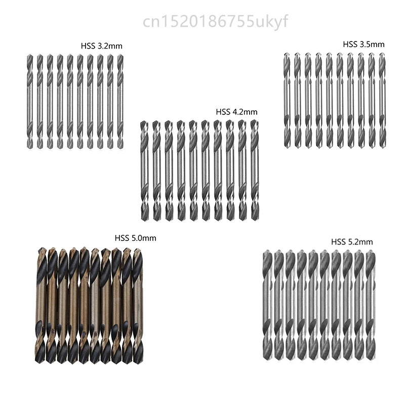 HSS Double Ended Spiral Torsion Drill Tools 3.2mm 3.5mm 4.2mm 5.0mm 5.2mm 10Pcs