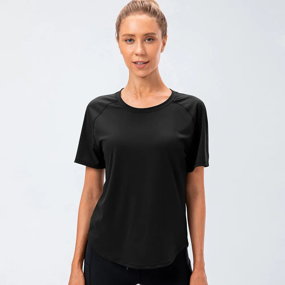 Running Tops Women Sport Shirts Solid Color Gym Yoga Top Breathable Short Sleeve T-Shirts Quick Dry Fitness Workout Top
