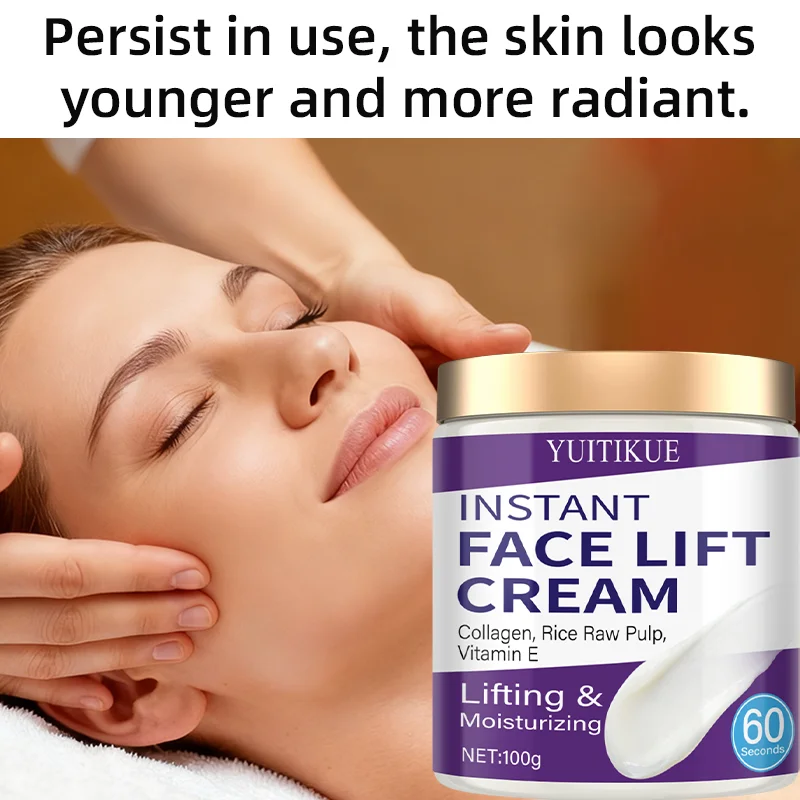 Instant Face Lifting Cream with Collagen, Rice Extract, and Vitamin E, Firms, Lifts & Moisturizes