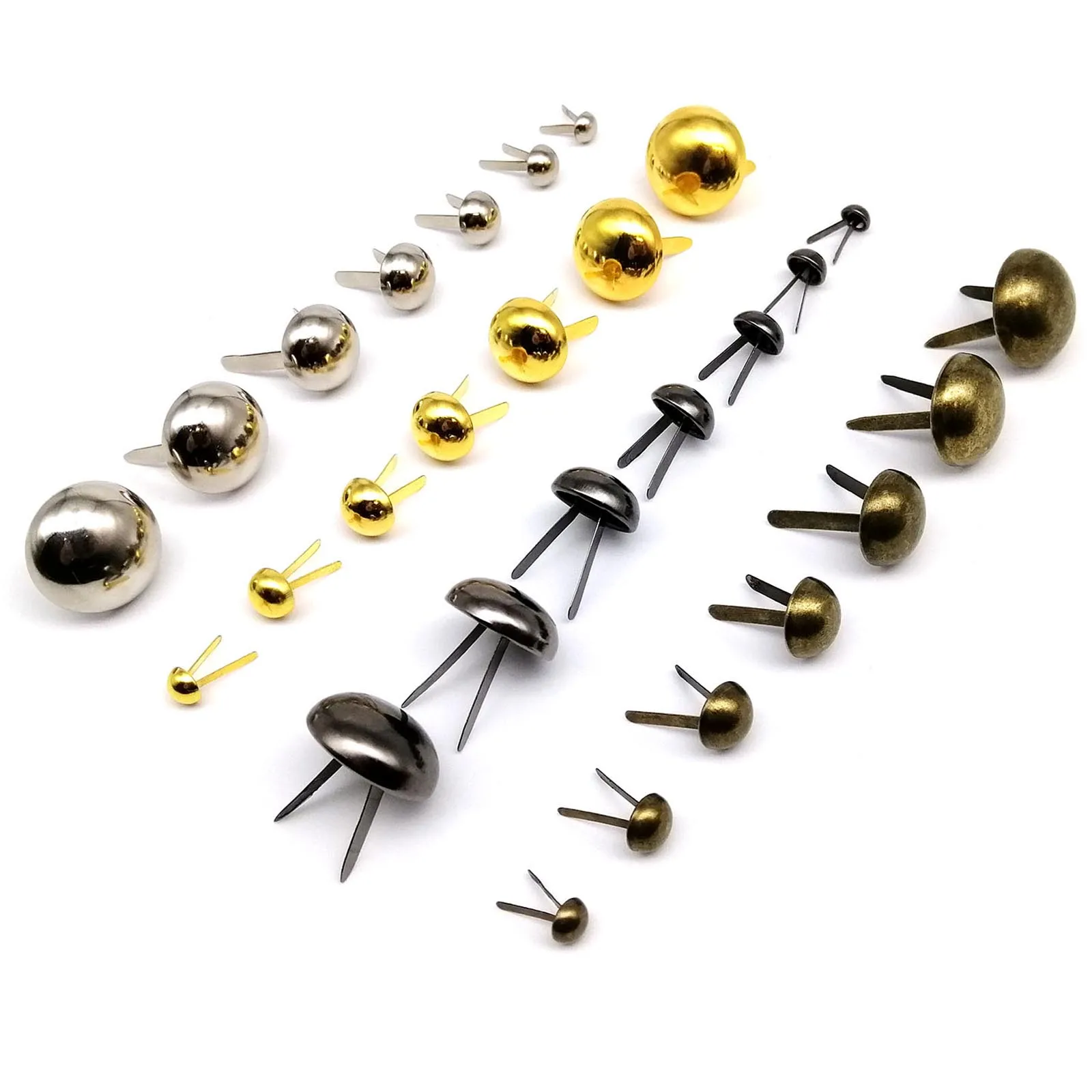 Metal Rivets Metal Studs Leather Rivets 50pcs Semi Ball Round Leather Craft Bag Handbag Bottom Protecting DIY Metal Iron Two Leg Feet Pierced Rivet Stud Nail