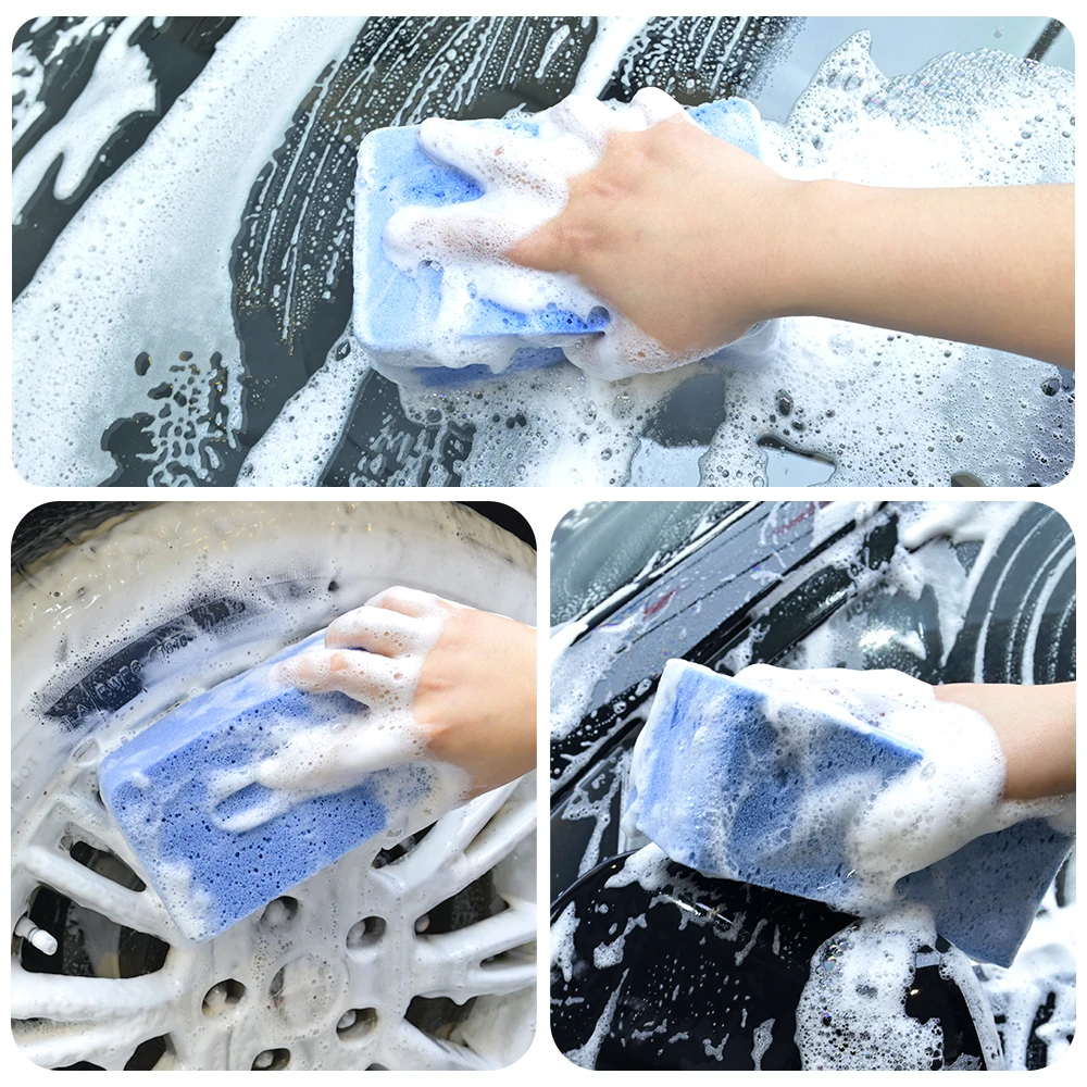 2-Pack High Density PVA Absorbent Sponge Blocks For Car Washing & Home Cleaning - Easy To Hold, Reusable (Violet, 6.68x2.75x1.38 In)