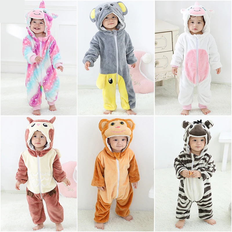 Baby Pajamas Cartoon Unicorn Clothes for Sleeping Girl Rompers Kids Baby Sleepwear Boy Animal Panda Infant Children Jumpsuit