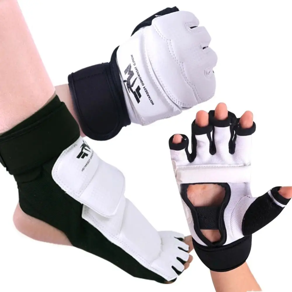 Half Finger Boxing Gloves Foot Protector PU Leather Workout Gloves Karate Muay Thai Training Taekwondo Gloves