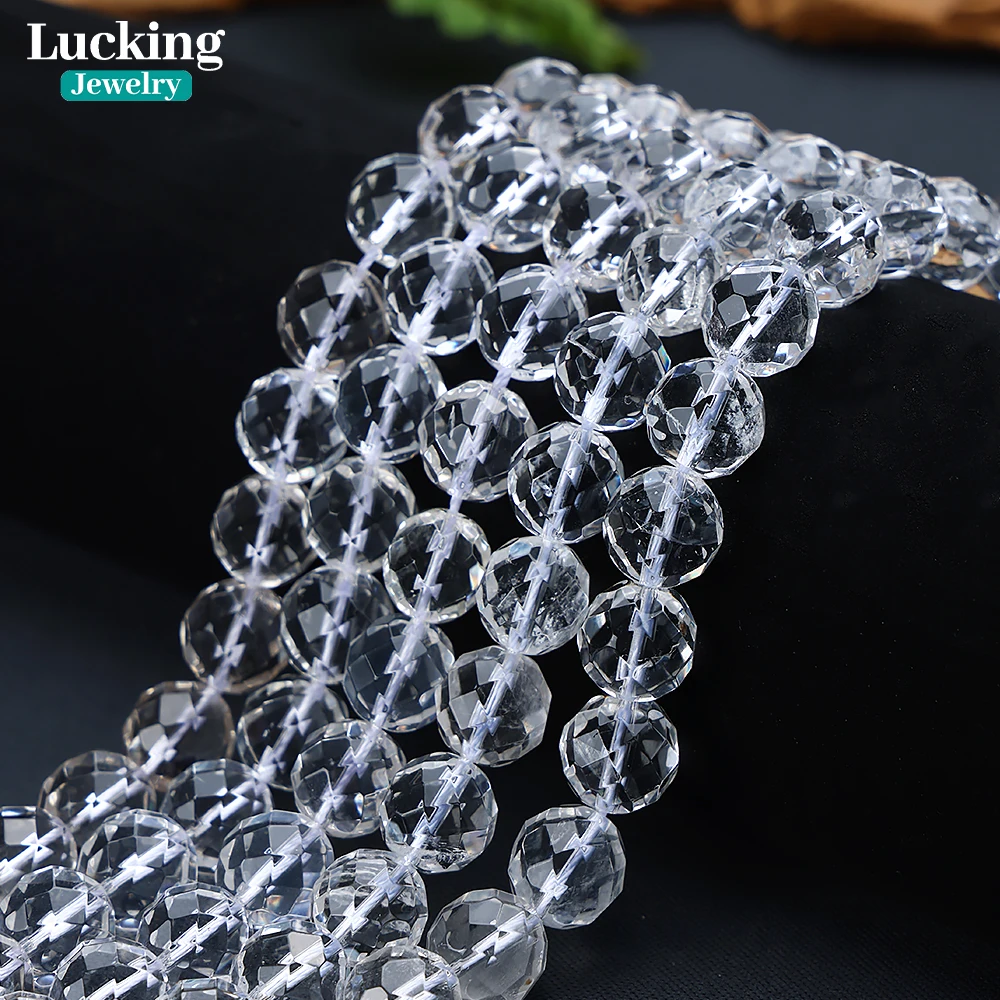 100% Natural Faceted White Clear Quartz Crystal Round Loose Beads For Jewelry Making Bracelet Necklace 4-12mm 5