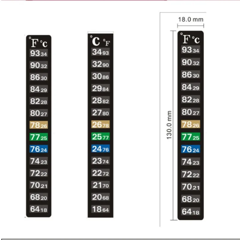 5Pcs/10Pcs Aquarium Thermometer Strip Stick-on discolor Adhesive Sticky Dual Scale Temperature Tools