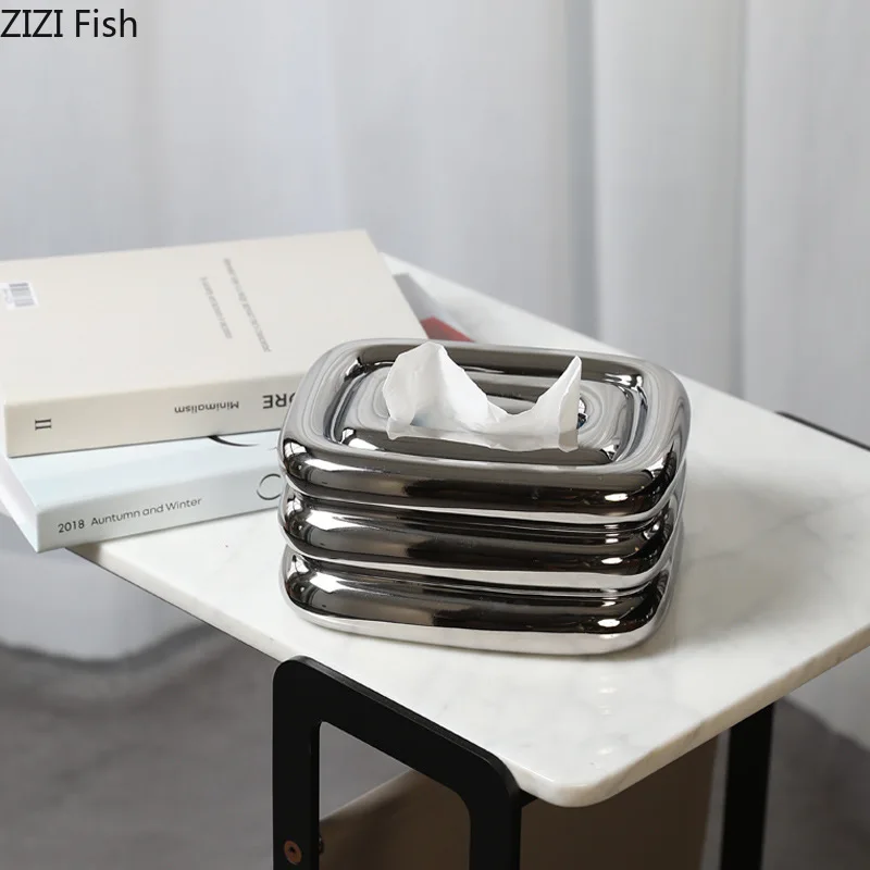 

Креативная коробка для бумажных салфеток в полоску, украшение для журнального столика, современный дизайн, прикроватное бумажное полотенце