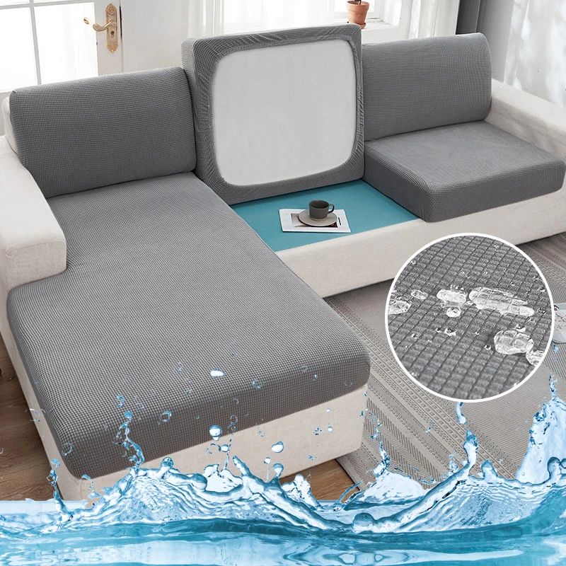 JacquardWaterResistantSofaCushionCoversElasticGreySofaSeat