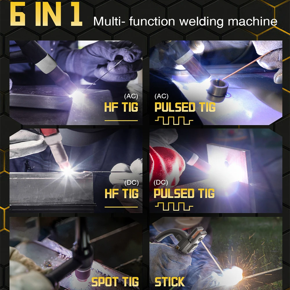 Welding Machine HZXVOGEN AC/DC HVT250P Aluminum Tig Welding Machine MMA ARC Stick Welder Tools IGBT Inverter 2T 4T Soldador With Pulse Welder