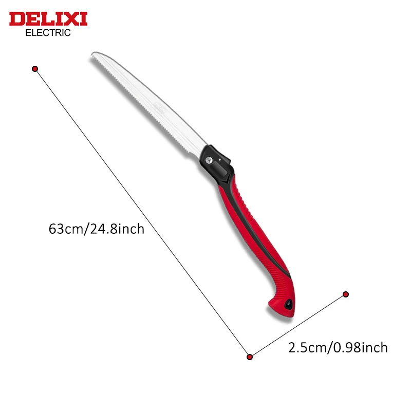DELIXI ELECTRIC Folding Saw，SK9 steel One-button Folding Design，Sharp Cutting Wood,Camping,GardensPruning Saw,Tree Chopper Knife 2
