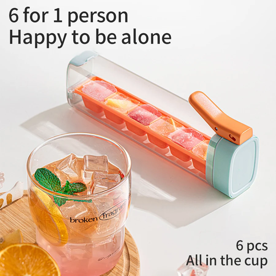 Creativity Ice Cube Tray Easy Demould Ice Maker with Handle Single Hand Press Cube Mold Whiskey Cocktail Drink Box